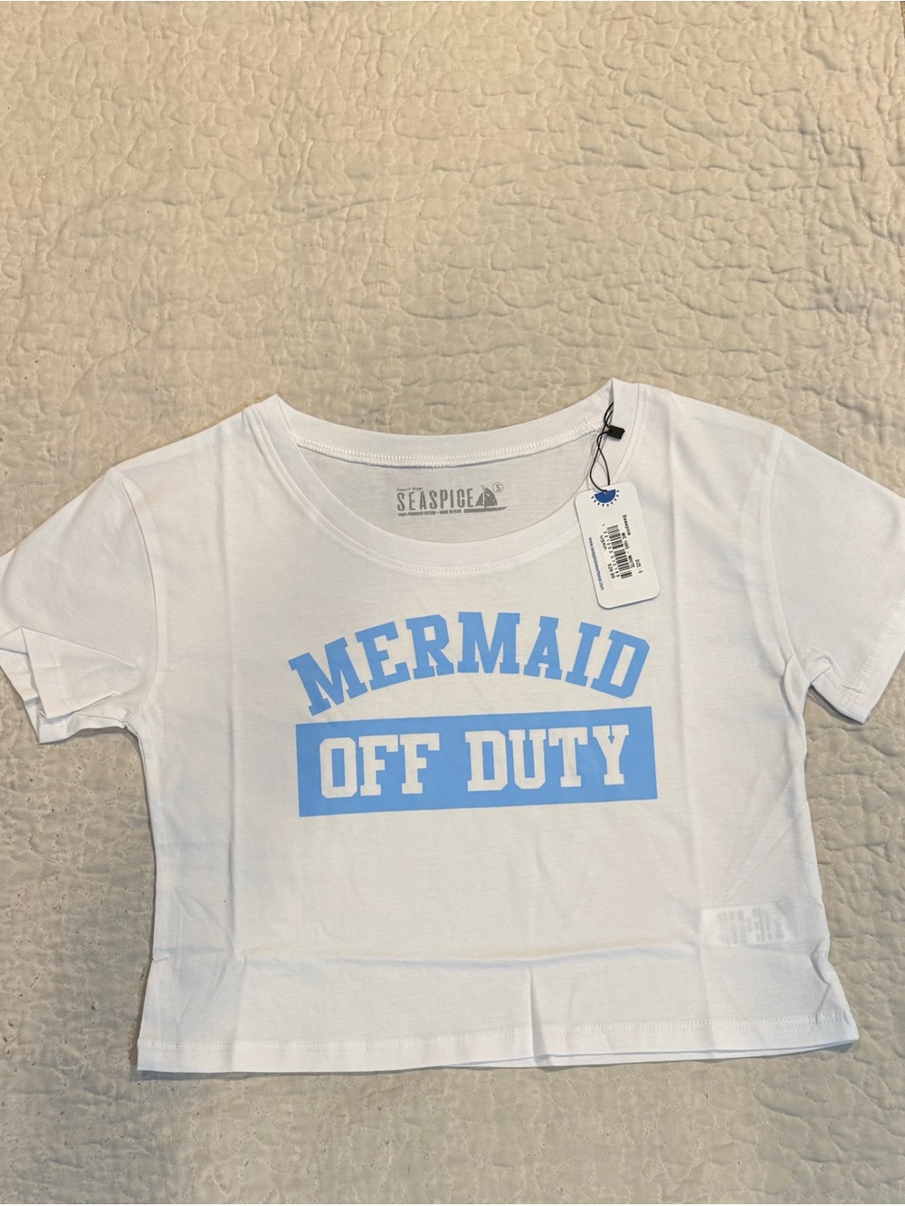 Seaspice "Mermaid Off Duty" White Tee with Light Blue Print - Picture 5 of 11